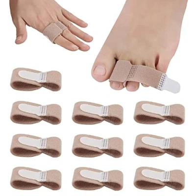 Afbeelding van MIVAIUN 10 stuks herbruikbare hamer teenstraights, hamerspalken, gevoerde bandages voor het corrigeren van hamertenen, overlappende tenen, kromme tenen