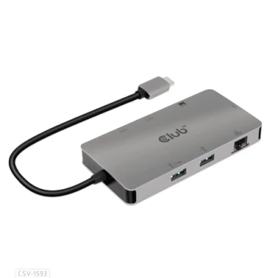 Afbeelding van club3D CSV 1593 USB C (USB 3.2 Gen 2) multiport hub 8 poorten Grijs