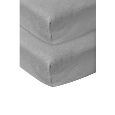 Image de Pack de 2 draps housses Meyco Baby Uni pour le lit d&#039;enfant (draps en jersey doux, 100% coton, ajustement parfait grâce à l&#039;élastique sur tout pourtour, respirant, dimensions : 60 x 120cm), Gris