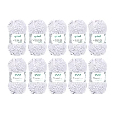 Afbeelding van Gründl Classico Breiwol, 10 x 50% scheerwol (merino) en polyacryl, 50 g/120 m, naalddikte 3,5 4,5, lichtgrijs