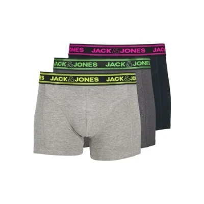Afbeelding van Jack &amp; Jones Jacethan Solid 3 PACK Onderbroeken, Heren, Maat: Large, Dark grey melange/navy blazer/light melange