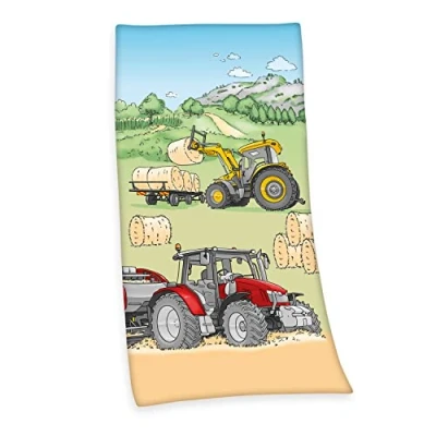Afbeelding van Tractor veloursdoek, meerkleurig, 75 x 150 cm