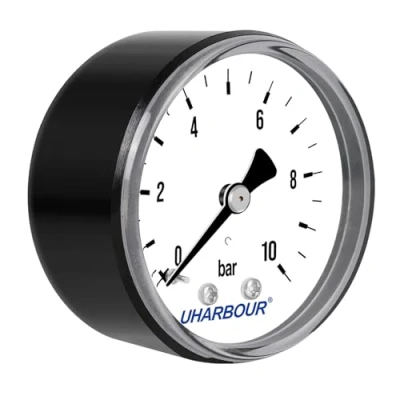 Afbeelding van UHARBOUR Watermanometer 0 10 bar, manometer 1/4 inch, persluchtmanometer, inch persluchthouder, BSP messing aansluiting