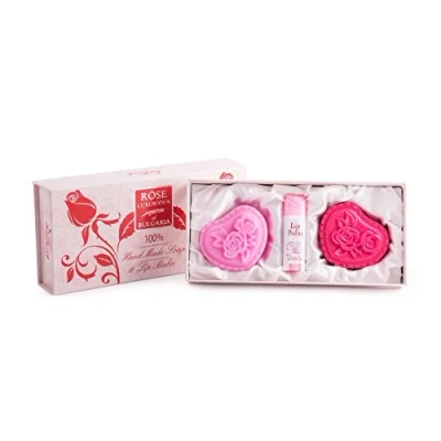 Afbeelding van Biofresh Luxurious Rose of Bulgaria 2 glycerine handzepen (elk 70 gr) en lippen balsem stick 5 ml
