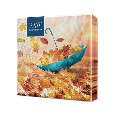 Afbeelding van PAW Papieren Servet (33 x 33 cm) I Set van 20 3 laags Wegwerp Herfst, Bladeren, Landschap Patroon: Umbrella Leaves