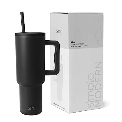 Afbeelding van Simple Modern 1200 ml beker met handvat en rietje, geïsoleerde roestvrijstalen waterfles, reisbeker, ijskoffiekop, cadeau voor mannen vrouwen, Trek collectie, 1180