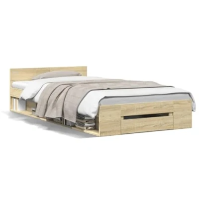 Afbeelding van vidaXL Bedframe met lade bewerkt hout sonoma eikenkleurig 90x200 cm