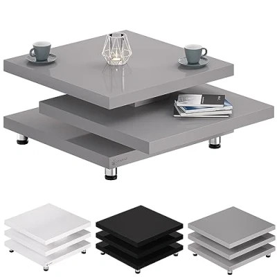 Afbeelding van Casaria Salontafel New York 360 Draaibaar 72x72x35cm Grijs