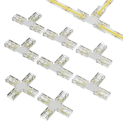 Afbeelding van PAUTIX 8 stuks stekkerset voor 2 pins mm COB ledstrips, inclusief 6 T connectoren, kruisconnectoren monochrome led srtips (niet 5 en 10 strip)