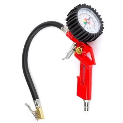 Afbeelding van AMiO Mechanisch Luchtpistool Koppelstuk met Drukmeter voor Auto&#039;s Motorfietsen Fietsen Rood
