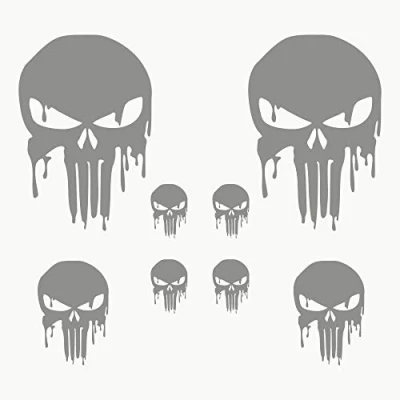 Afbeelding van Autodomy Skull stickers, gesmolten schedel, 8 stuks, voor auto of motorfiets (zilver)