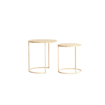 Afbeelding van Light &amp; Living Bijzettafel SADAR Ø52x46cm Bruin Set van 2