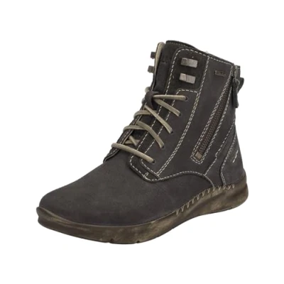 Afbeelding van Josef Seibel Conny 55 veterlaarzen voor dames, breedte G (normaal), uitneembare zool, waterdicht, Titanium