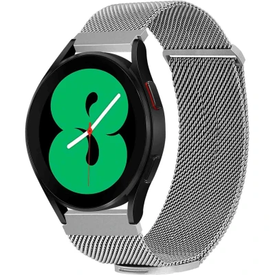 Afbeelding van iMoshion bandje Geschikt voor Samsung Galaxy Watch 3 / 4 (Classic) 5 (Pro) 6 Milanees magnetisch met installatiehulp Maat M Zilver