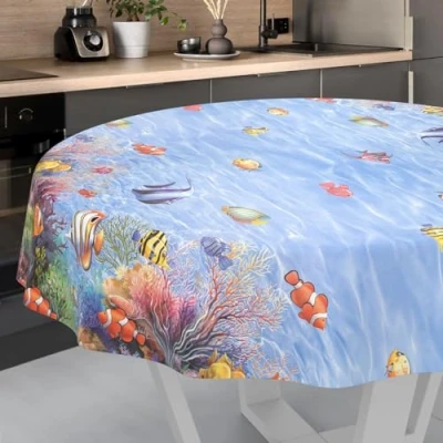 Afbeelding van Afwasbaar tafelzeil, tuintafelkleed, voor binnen en buiten, rond, met snijrand, 140 cm