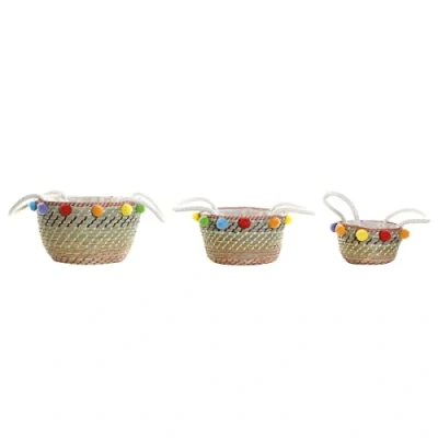 Afbeelding van Basket spelset DKD Home Decor Polyester Pompons (57 x 45 42,5 cm)