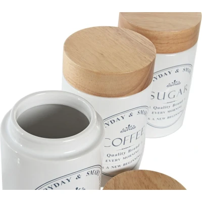 Afbeelding van Tin DKD Home Decor Hout Wit Keramiek 10 x 16 cm (3 Stuks)