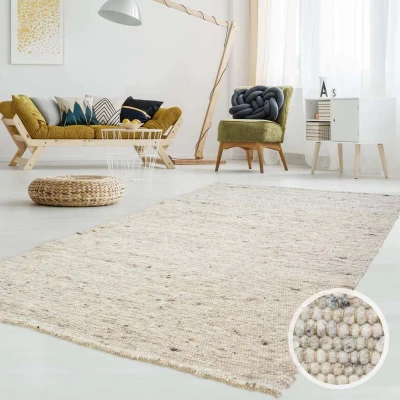Afbeelding van Wollen Tapijt/Vloerkleed Handweef Ylva Beige/grijs 250x340 Cm 100% Wol