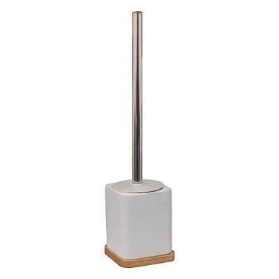 Afbeelding van 5Five toiletborstel/WC borstel in houder wit 36 x 9 cm bamboe/kunststeen badkamer
