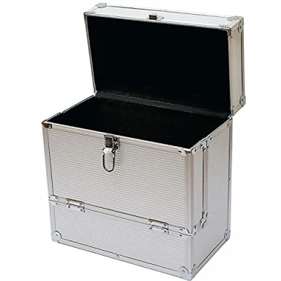 Afbeelding van Vinyl LP koffer platenkoffer voor 40 stuks zilver aluminium