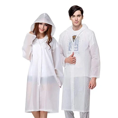 Afbeelding van Vicloon regenponcho, 2 delig, waterdicht, herbruikbaar, poncho, EVA materiaal, voor dames en heren, perfect festivals, kamperen wandelen, wit, eenheidsmaat