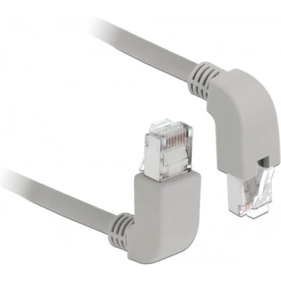 Afbeelding van S/FTP CAT6a 10 Gigabit netwerkkabel haaks naar boven / beneden grijs LSZH 1 meter
