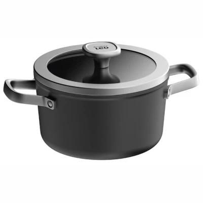 Afbeelding van LEO RECYCLED Kookpot antikleef met deksel Graphite 20cm