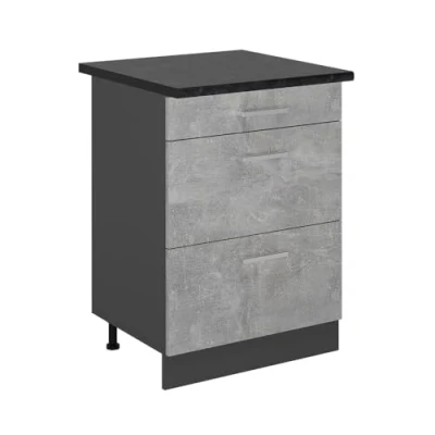 Afbeelding van Vicco Keukenonderkast R Line, Beton/Antraciet, 60 cm met laden, WB Antraciet