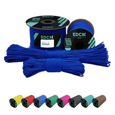 Afbeelding van EdcX 2 mm nylon paracord 275 (15, 30, 50 en 100 m), 100% nylon, 3 aderig, koord, in vele kleuren (blauw, 30 m)