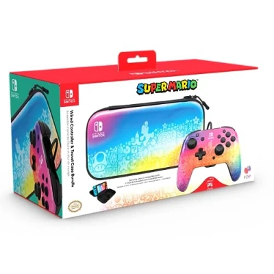 Image de Pack Manette filaire Pdp Rematch Rose violet pour Nintendo Switch Lite et Modèle OLED + Etui de voyage Star Spectrum