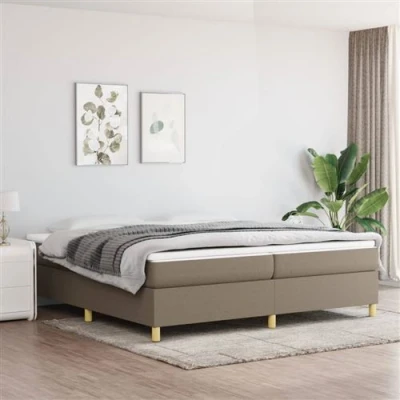 Image de vidaXL Sommier à lattes de lit avec matelas Taupe 200x200 cm Tissu