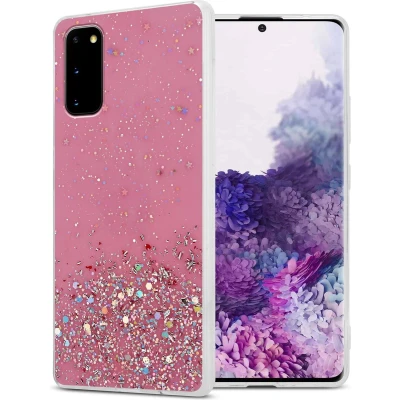 Afbeelding van Cadorabo Hoesje geschikt voor Samsung Galaxy S20 in Roze met Glitter Beschermhoes van flexibel TPU silicone fonkelende glitters Case Cover Etui