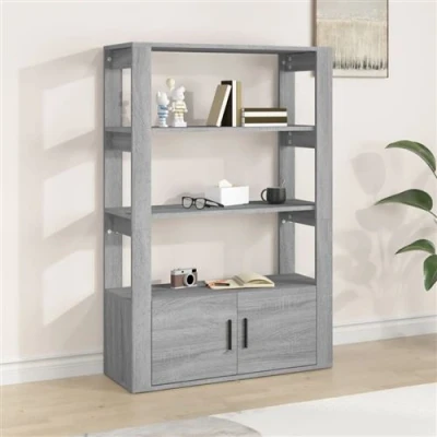 Afbeelding van vidaXL Dressoir 80x30x119,5 cm bewerkt hout grijs sonoma eikenkleurig