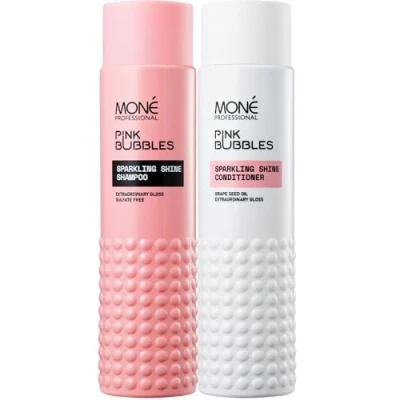 Afbeelding van MONÉ PROFESSIONAL Shampoo en conditionerset, haarkleur intense glans, professionele dagelijkse routine, sulfaatvrij, gekleurd, droog, beschadigd haar