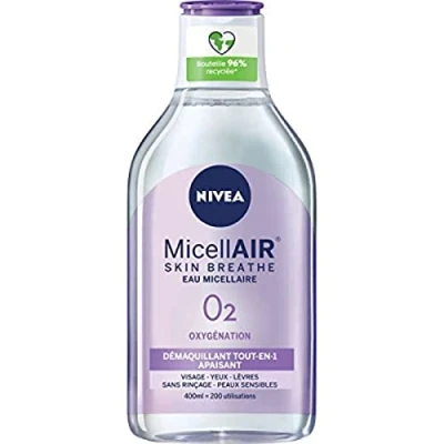 Afbeelding van NIVEA Kalmerend micellair water voor de gevoelige huid (1 x 400 ml), make up remover verrijkt met micellen en geanimeerde zuren zonder parfum, gezichtsreiniger ogen lippen