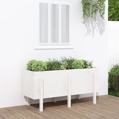Afbeelding van Plantenbak verhoogd 121x50x57 cm massief grenenhout wit