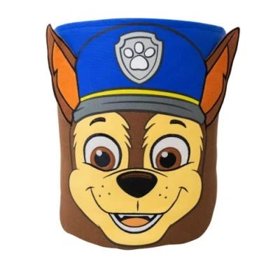 Afbeelding van Character World Officiële opbergmand Paw Patrol Chase hoofd motief wasmand organizer voor kinderkamer, speelkamer 38 x 31 cm van katoenen canvas