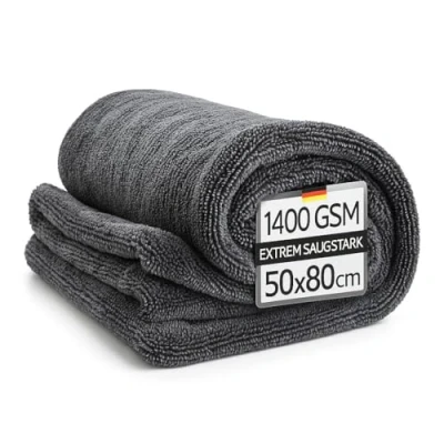 Afbeelding van Kemes XXL ultra absorberende microvezeldoeken voor de auto met 1400 g/m² dik grijs 50 x 80 cm premium microvezel droogdoek krasbestendig polijstdoek 7