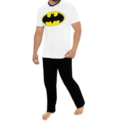 Afbeelding van Batman Pyjama herenpyjama Batarang met korte mouwen katoenen van S tot XXL, Wit.