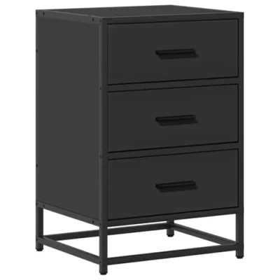 Image de vidaXL Table de chevet noir 40x34,5x60 cm bois d&#039;ingénierie et métal848719