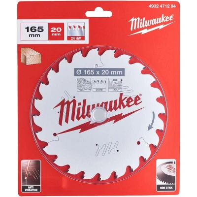 Afbeelding van MILWAUKEE 4932471294 cirkelzaagblad P W 165 x 20 2.2 mm, 24ATB