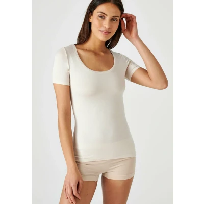 Afbeelding van Damart T shirt met korte mouwen onzichtbaar Thermolactyl Dames Beige XL