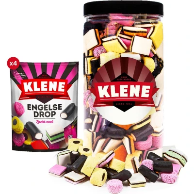 Afbeelding van Klene Engelse Drop dropsnoep in herbruikbare bokaal 1080g