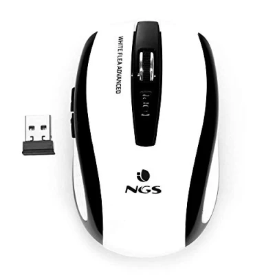 Image de NGS Flea Advanced Souris optique 5 boutons sans fil 2.4 GHz récepteur USB blanc