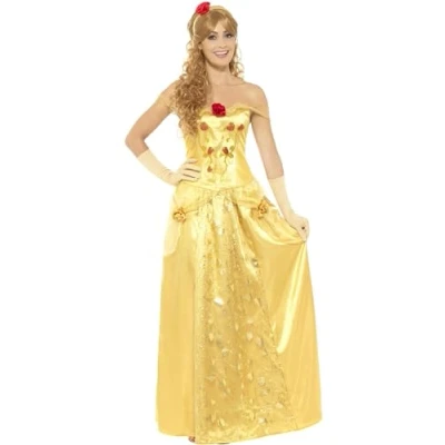 Afbeelding van Smiffys Dames gouden prinses kostuum, lange jurk, handschoenen en haarband, maat: 44 46, 45969