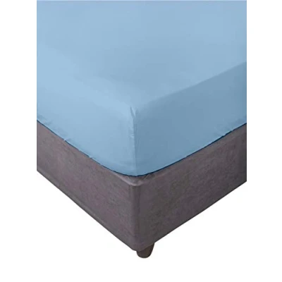 Image de Miracle Home. Drap housse élastique Doux Confortable Anti peeling 50% Polyester Coton Lit de 135 cm x 200 30 Bleu ciel