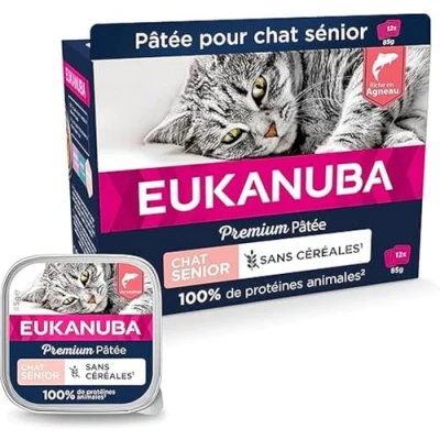 Afbeelding van Eukanuba Zalm Pate Graanvrij Senior Kat Multi Pack 12 x 85 gr