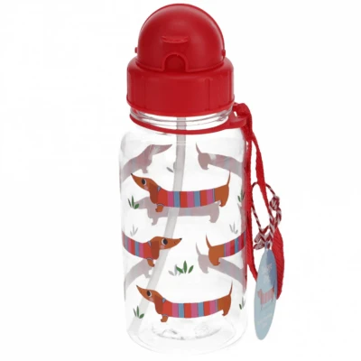 Afbeelding van Rex london drinkfles met rietje sausage dog 500 ml