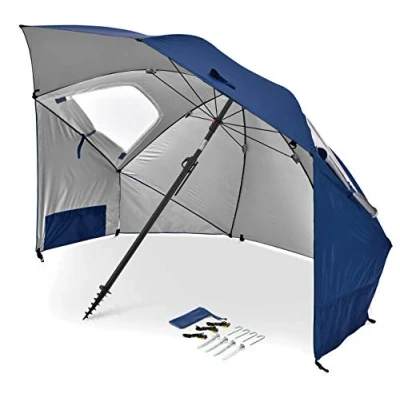 Afbeelding van Sport Brella Premiere Strandtent Windscherm Tochtscherm Stormparaplu Zonnescherml Blauw