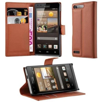 Afbeelding van Cadorabo Hoesje geschikt voor Huawei ASCEND G6 in CHOCOLADE BRUIN Beschermhoes met magnetische sluiting, standfunctie en kaartvakje Book Case Cover Etui